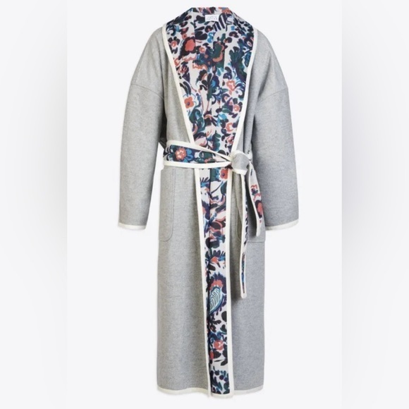 Nwt! Tanya Taylor Cadence Belted Coat Reversible Gray Long Sleeve Sz Xs/S.